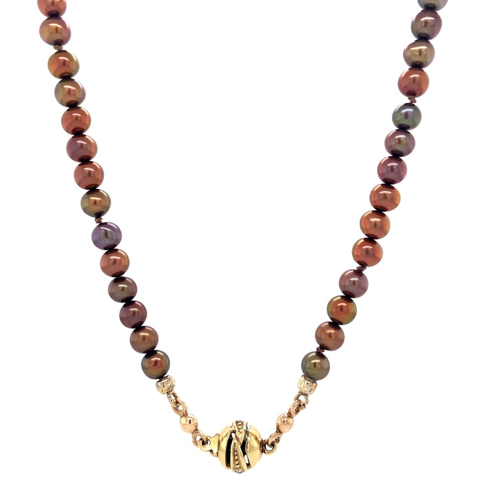 Vintage Pearl Necklace with 14K Gold Clasp