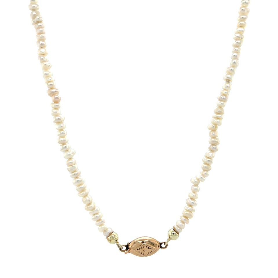 Vintage Pearl Necklace with 14K Gold Clasp