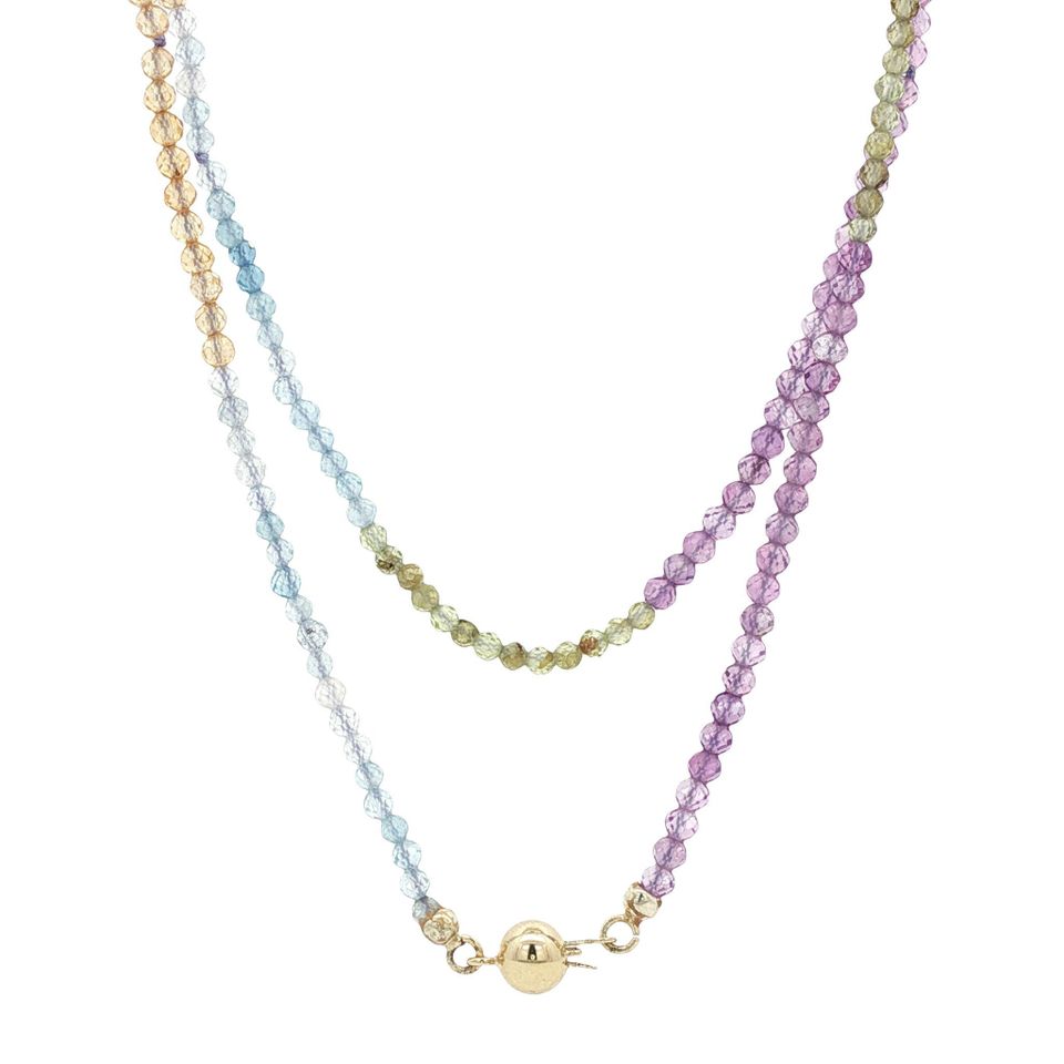 Vintage Amethyst, Citrine, Peridot and Aquamarine Necklace with 14K Gold Clasp