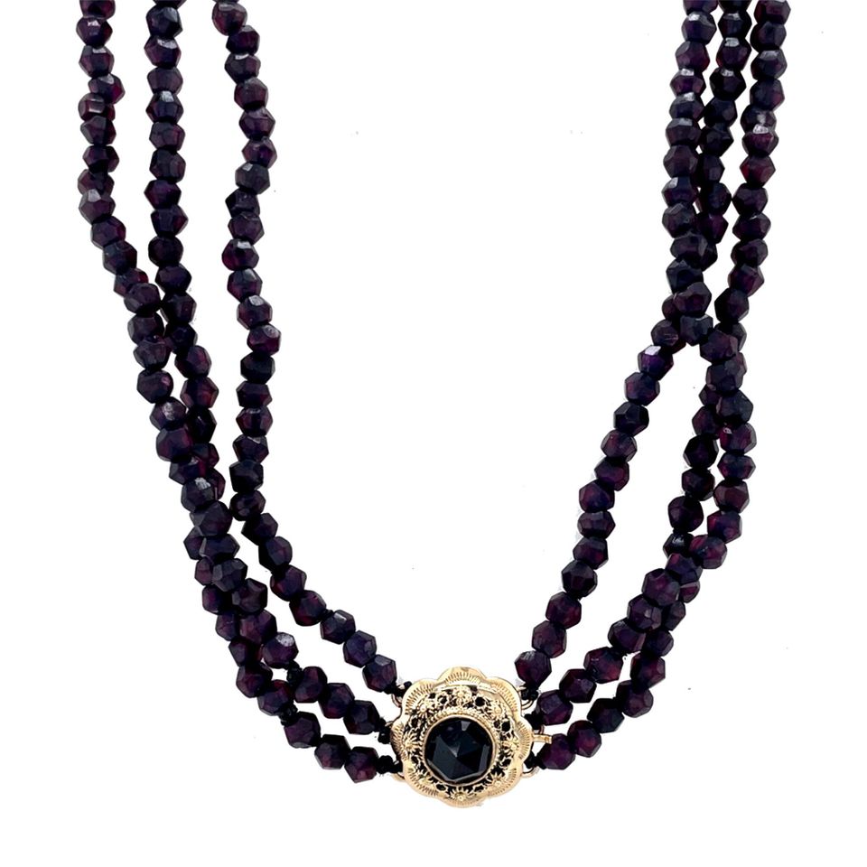 Vintage Garnet Necklace with 14K Gold Clasp