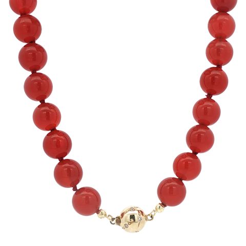 Vintage Carnelian Necklace with 14K Gold Clasp with Diamond