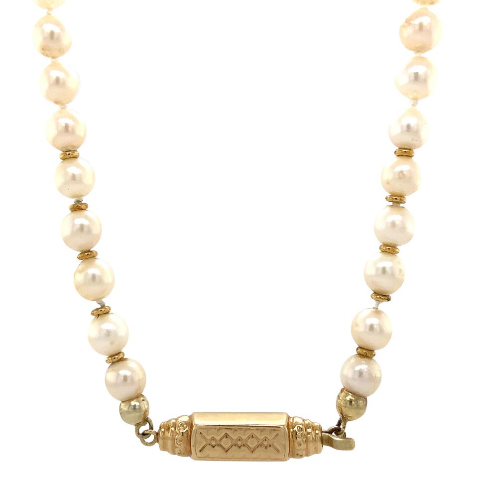 Vintage Pearl Necklace with 14K Gold Clasp
