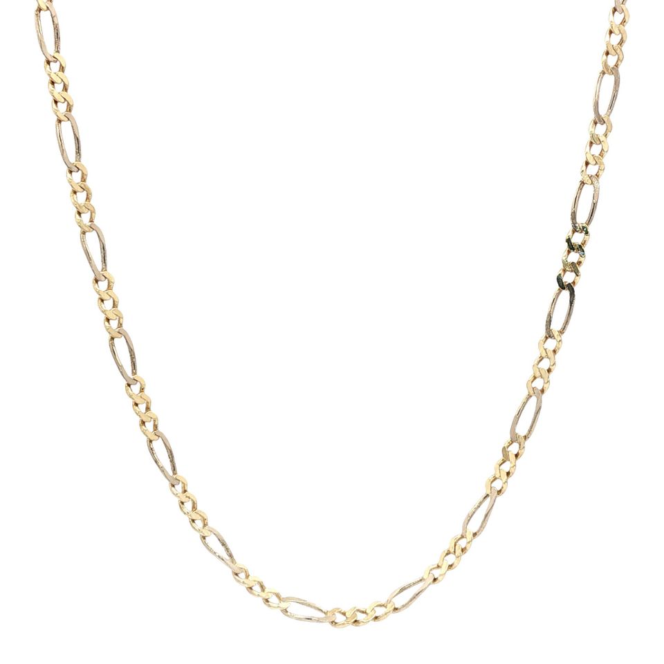 Vintage 14K Two Tone Gold Figaro Necklace