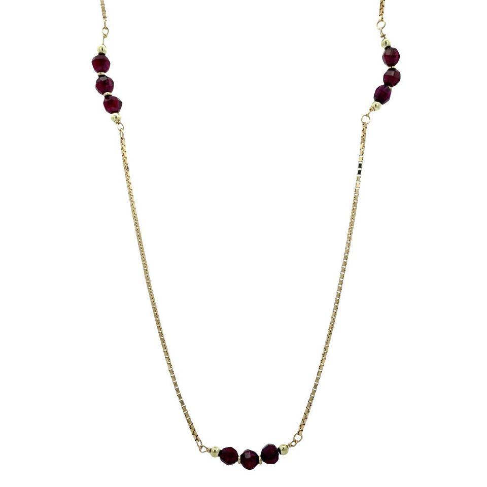 Vintage 14K Gold Venetian Necklace with Garnet