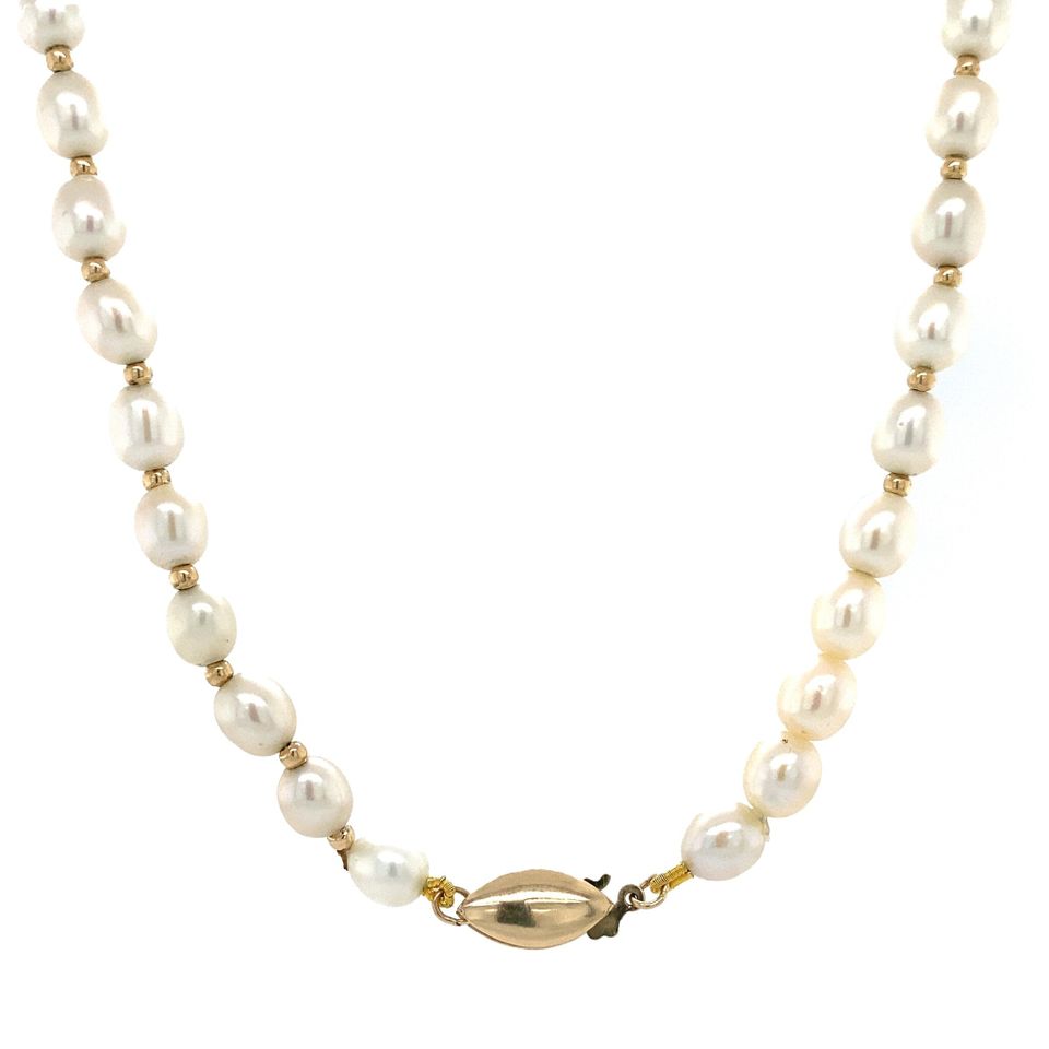 Vintage 14K Gold Necklace with Pearls 42 cm