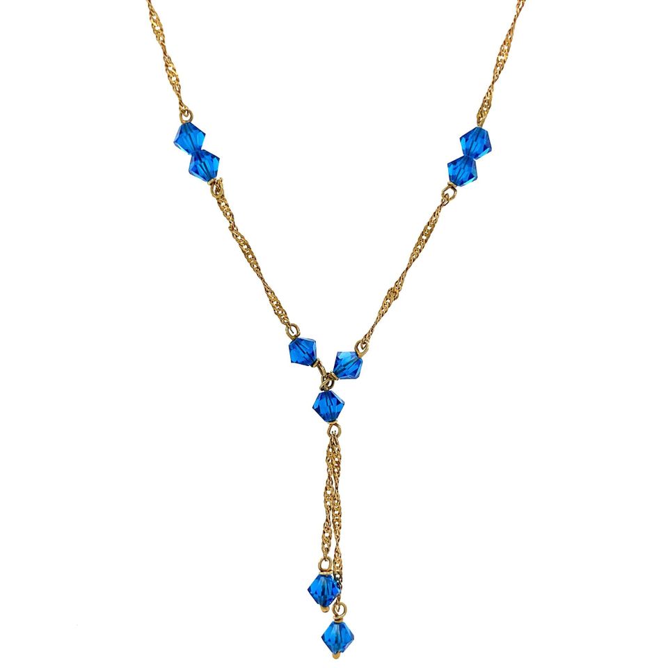 Vintage 14K Gold Necklace with Blue Colored Stone 48.5 cm