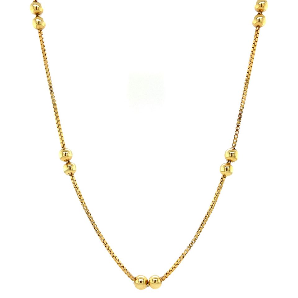 Vintage 14K Gold Necklace Venetian with Bead 40.5 cm