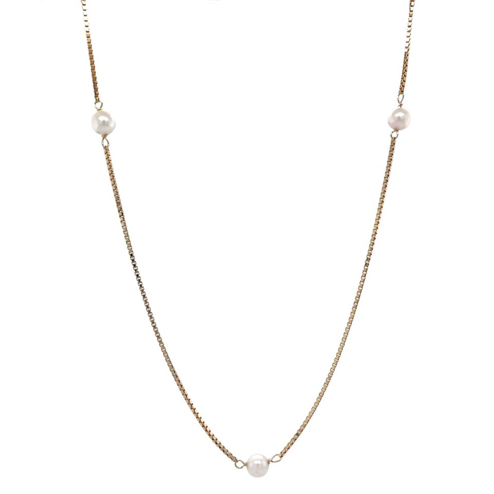 Vintage 14K Gold Venetian Necklace with Pearl