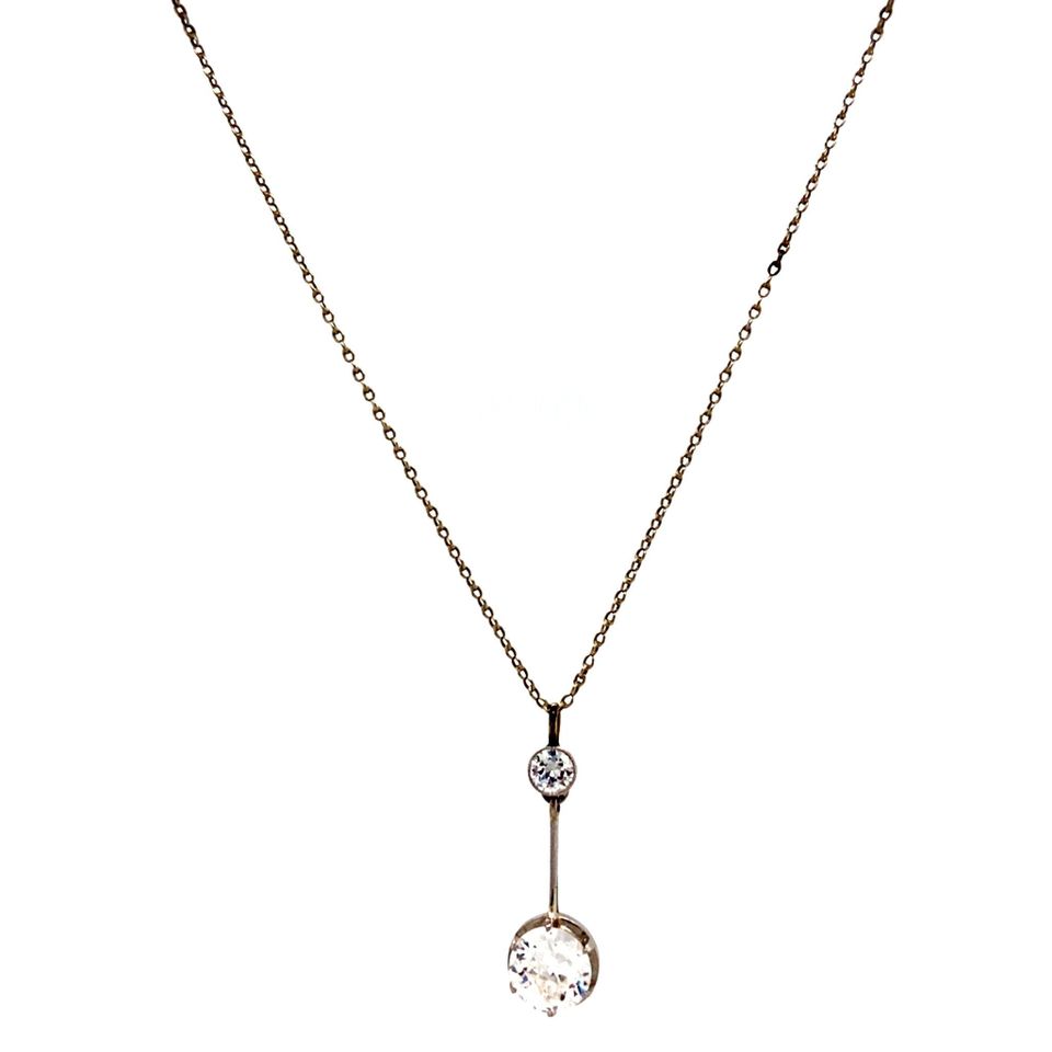 Vintage 14K White Gold Necklace with Pendant with Diamond