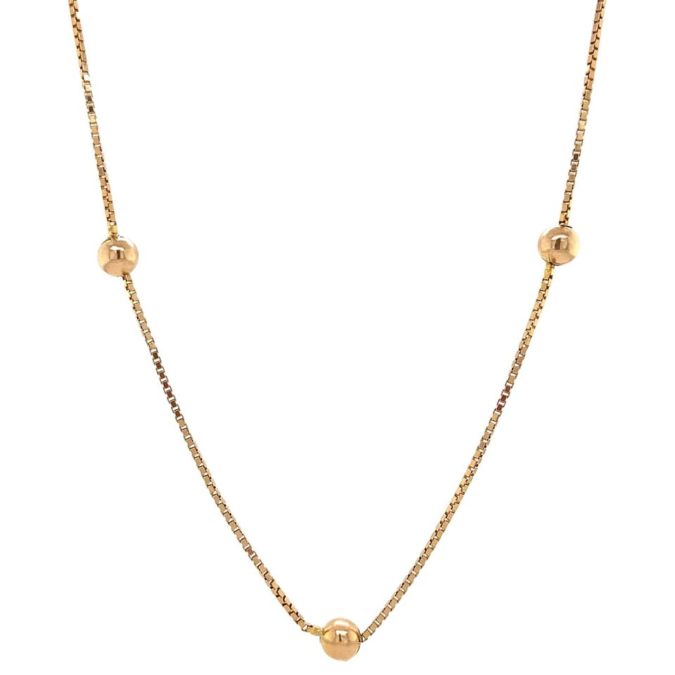 Vintage 14K Gold Necklace with Bead 42.5 cm