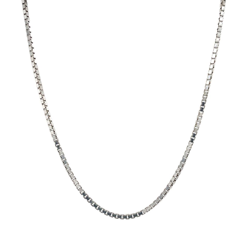 Vintage 14K White Gold Venetian Long Necklace