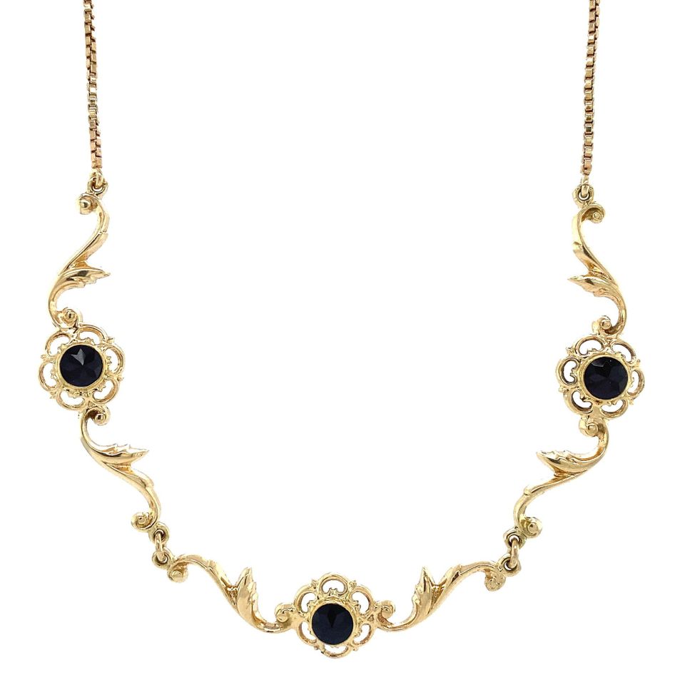 Vintage 14K Gold Fancy Necklace with Garnet 41.5 cm
