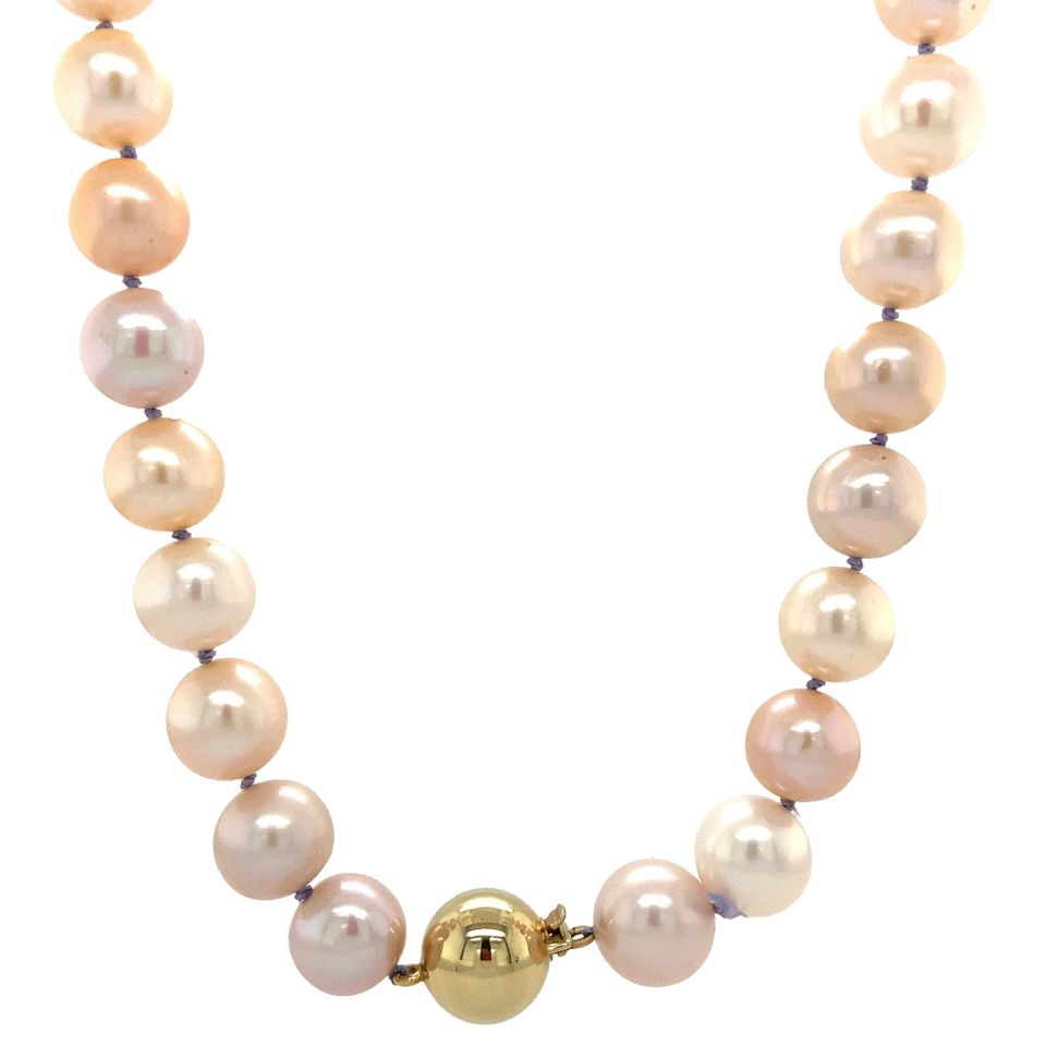 Vintage Pearl Necklace with 14K Gold Ball Clasp