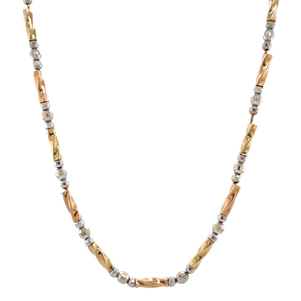 Vintage 14K Two Tone Gold Fancy Necklace