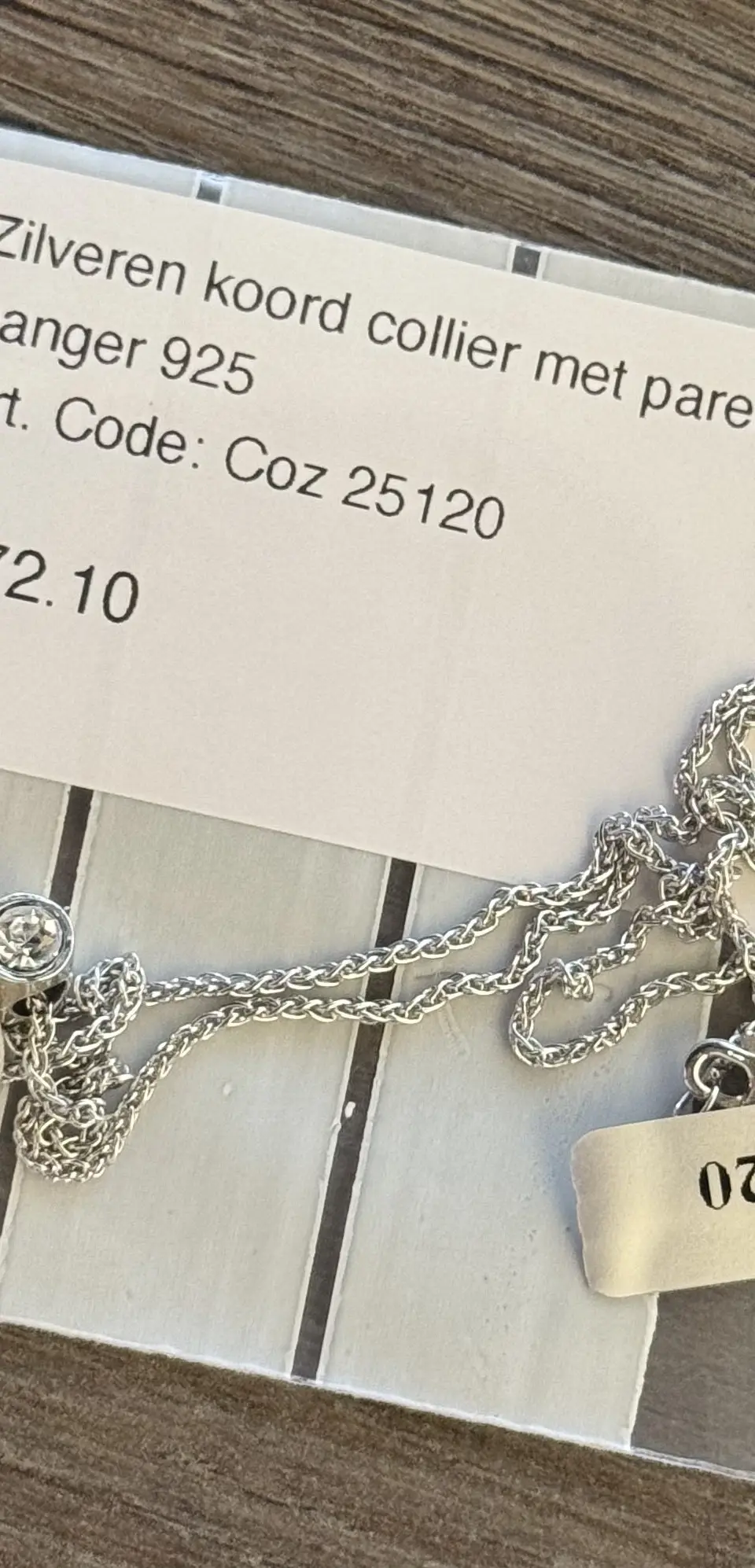 Vintage Sterling Silver Rope Necklace with Pearl and Swarovski Pendant
