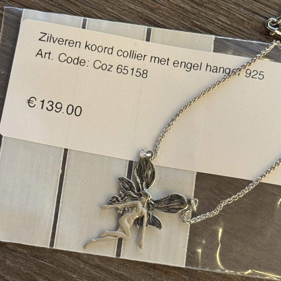 Vintage Sterling Silver Rope Necklace with Angel Pendant