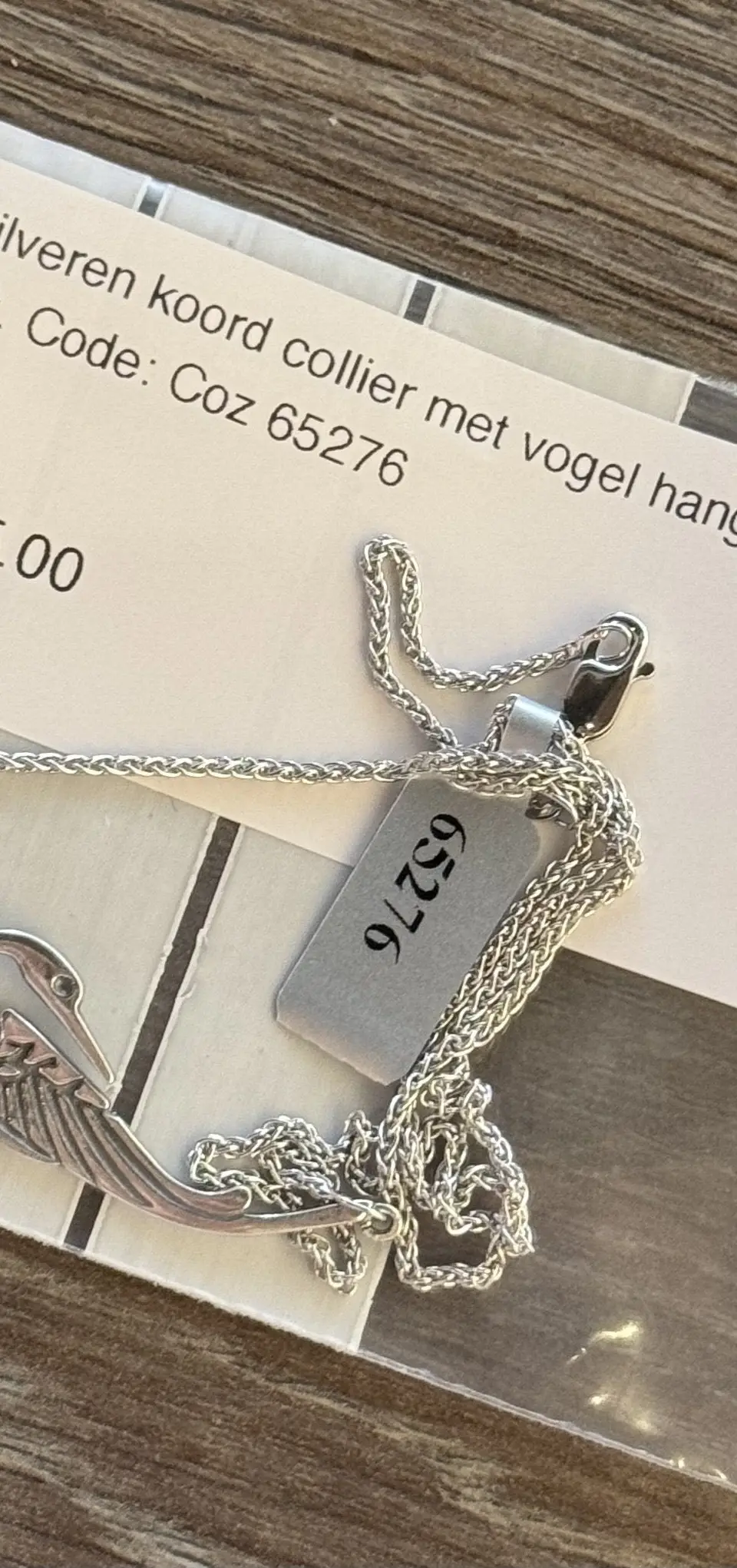Vintage Sterling Silver Rope Necklace with Vogel Pendant