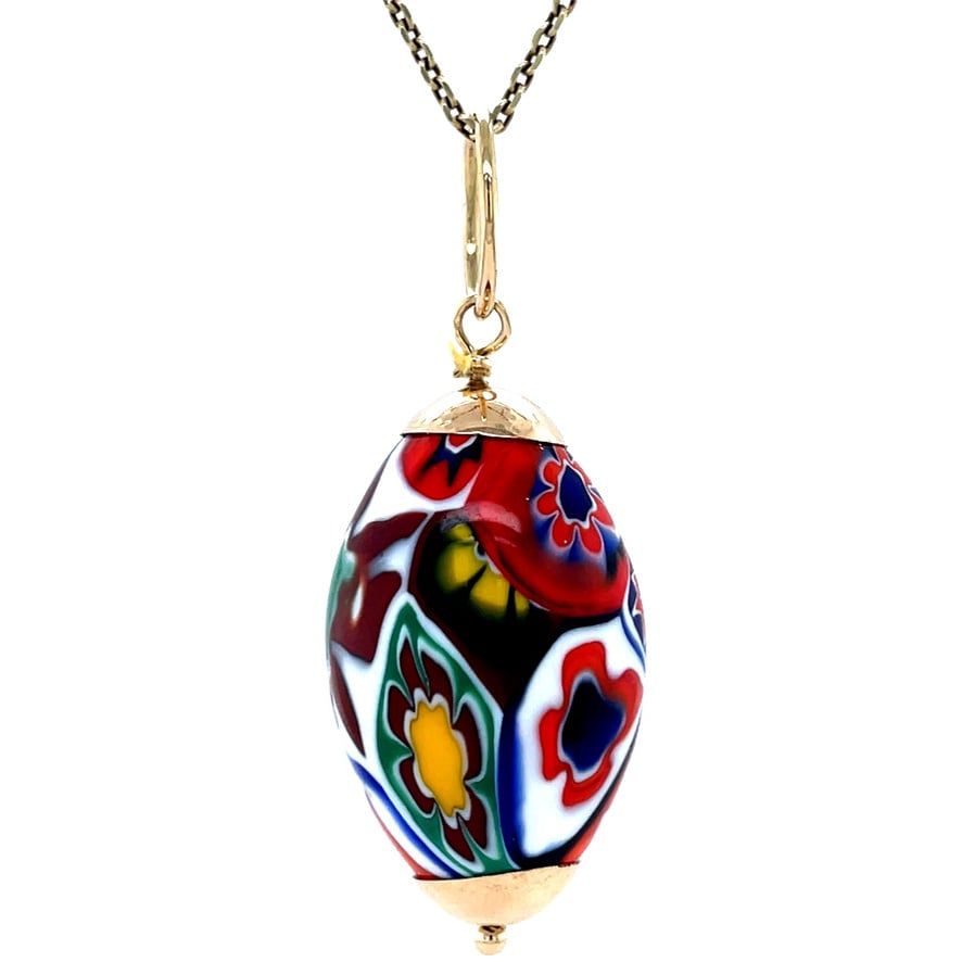 Vintage 14K Gold Pendant with Millefiori