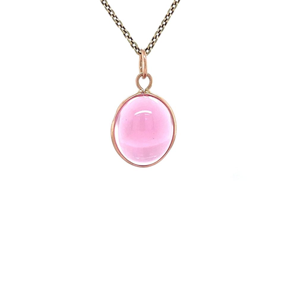Vintage Rose 12K Gold Pendant with Colored Stone