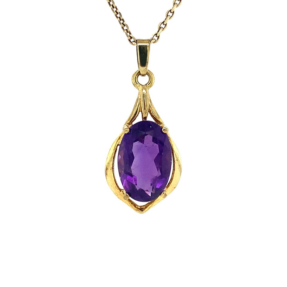 Vintage 8K Gold Pendant with Amethyst