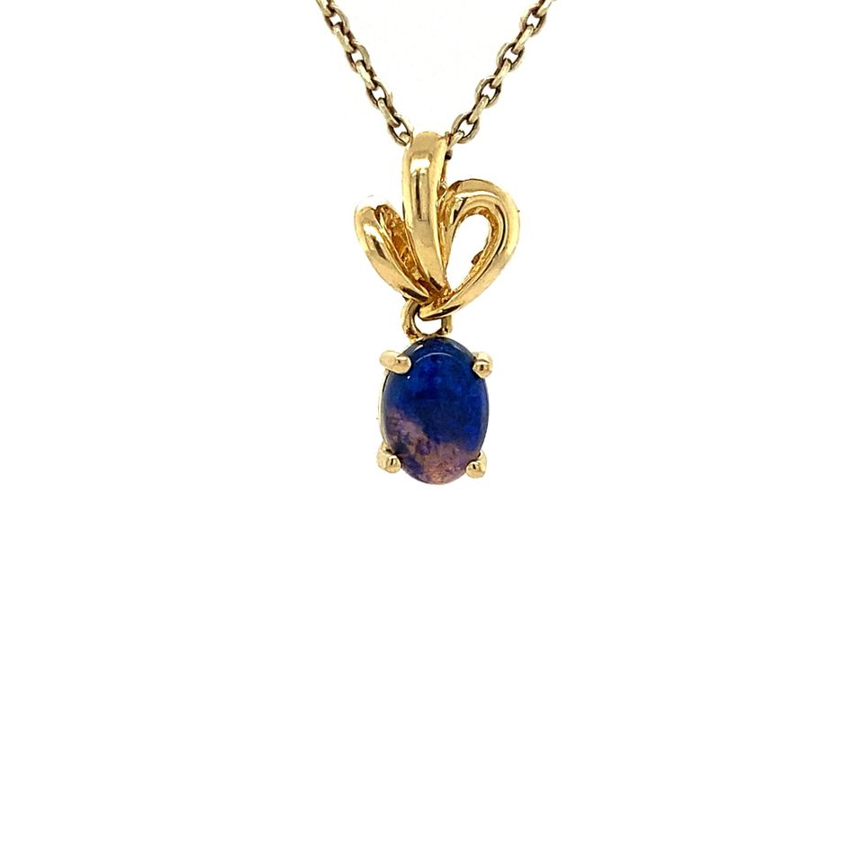 Vintage 18K Gold Pendant with Black Opal
