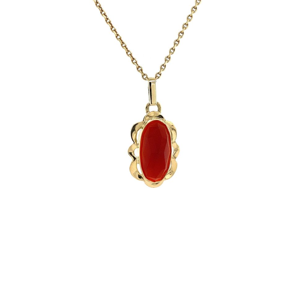 Vintage 14K Gold Pendant with Carnelian