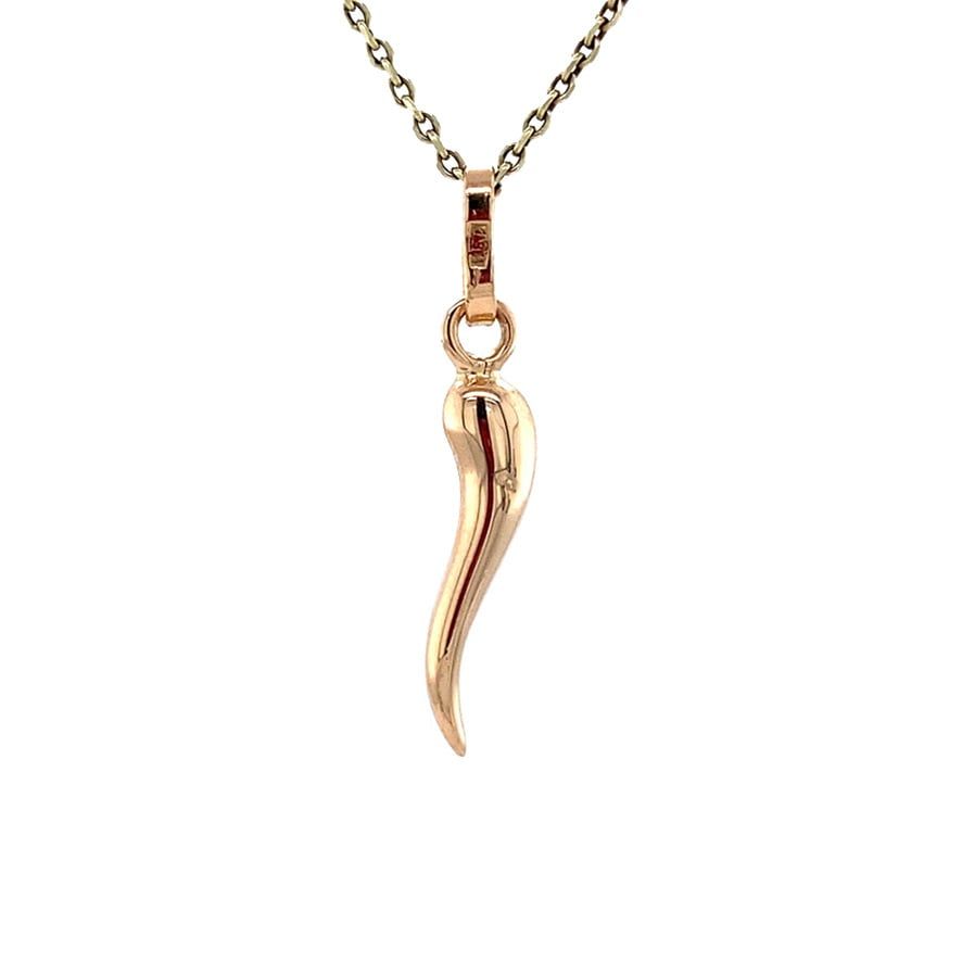 Vintage 18K Rose Gold Cornicello Pendant