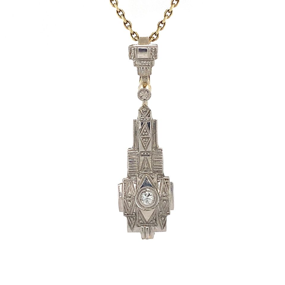 Vintage 14K Gold Pendant with Diamond