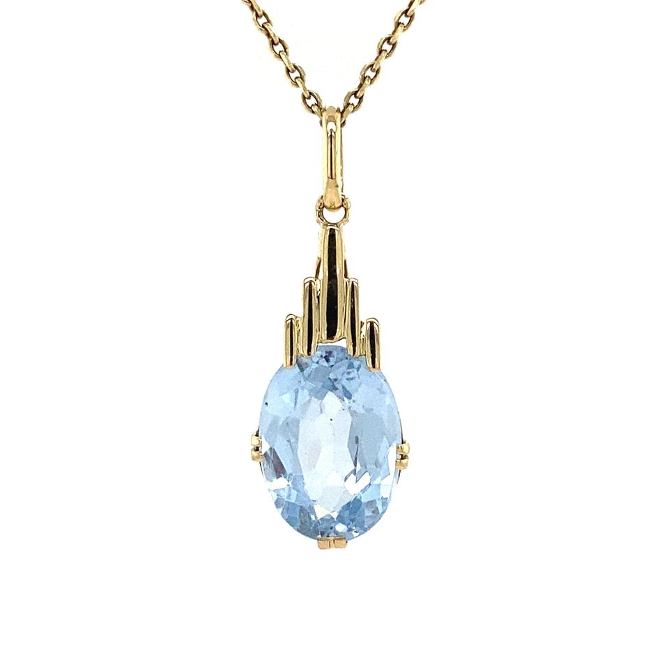 Vintage 14K Gold Pendant with Blue Spinel