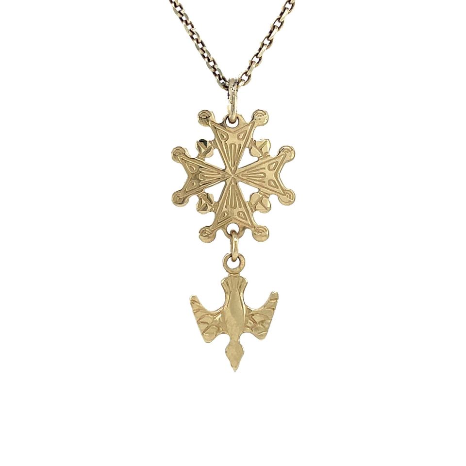 Vintage 14K Gold Hugenoten Cross Pendant