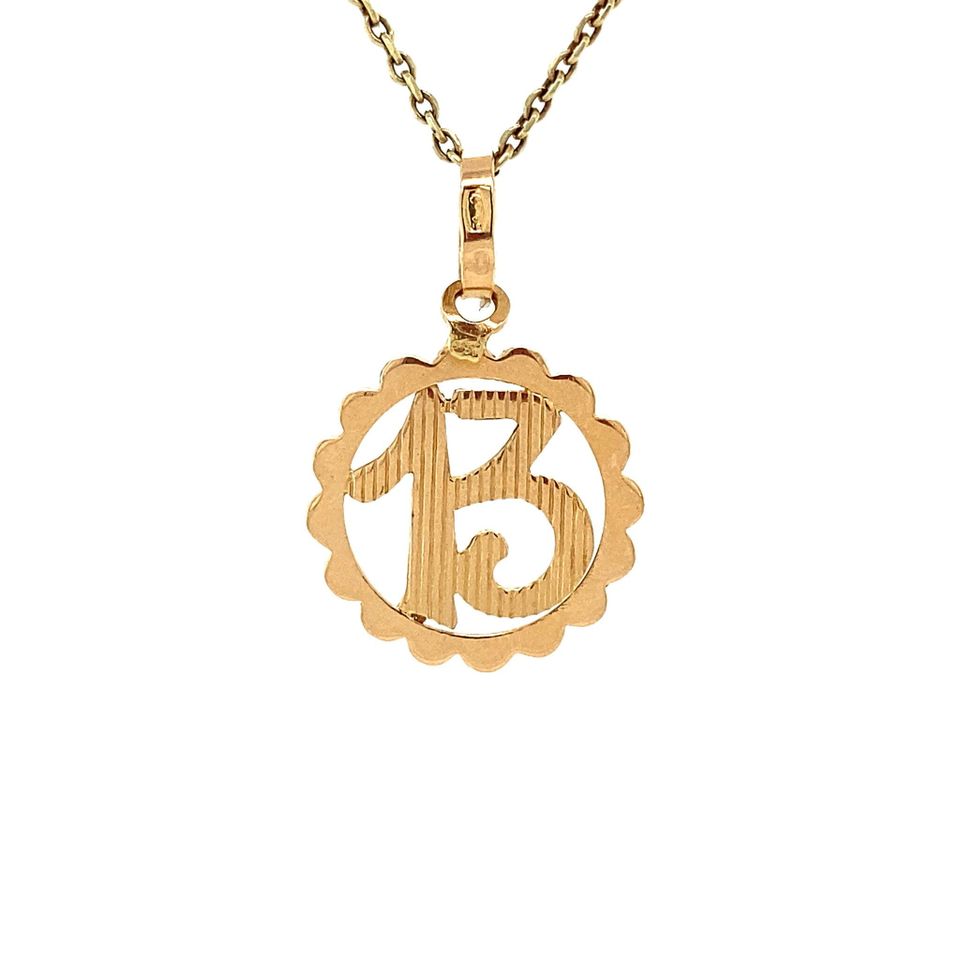 Vintage 18K Gold Nummer Dertien Pendant