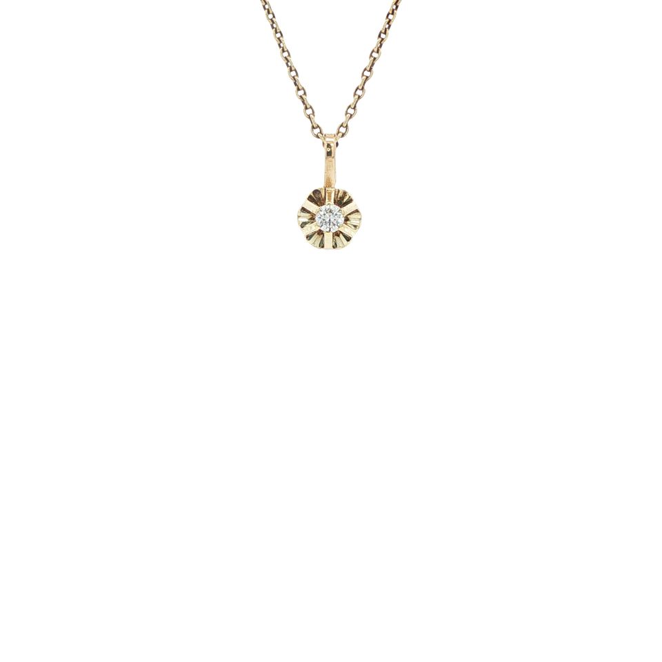Vintage 14K Gold Solitaire Pendant with Diamond