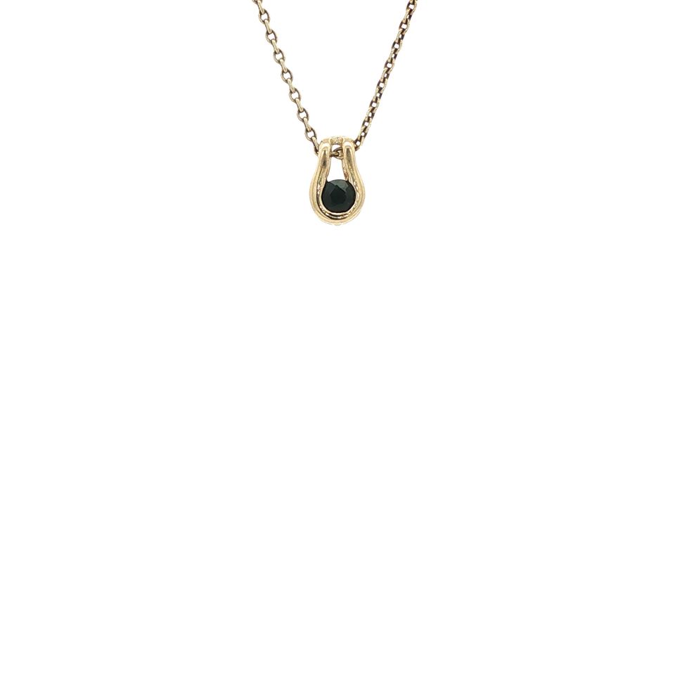 Vintage 14K Gold Pendant with Sapphire and Diamond