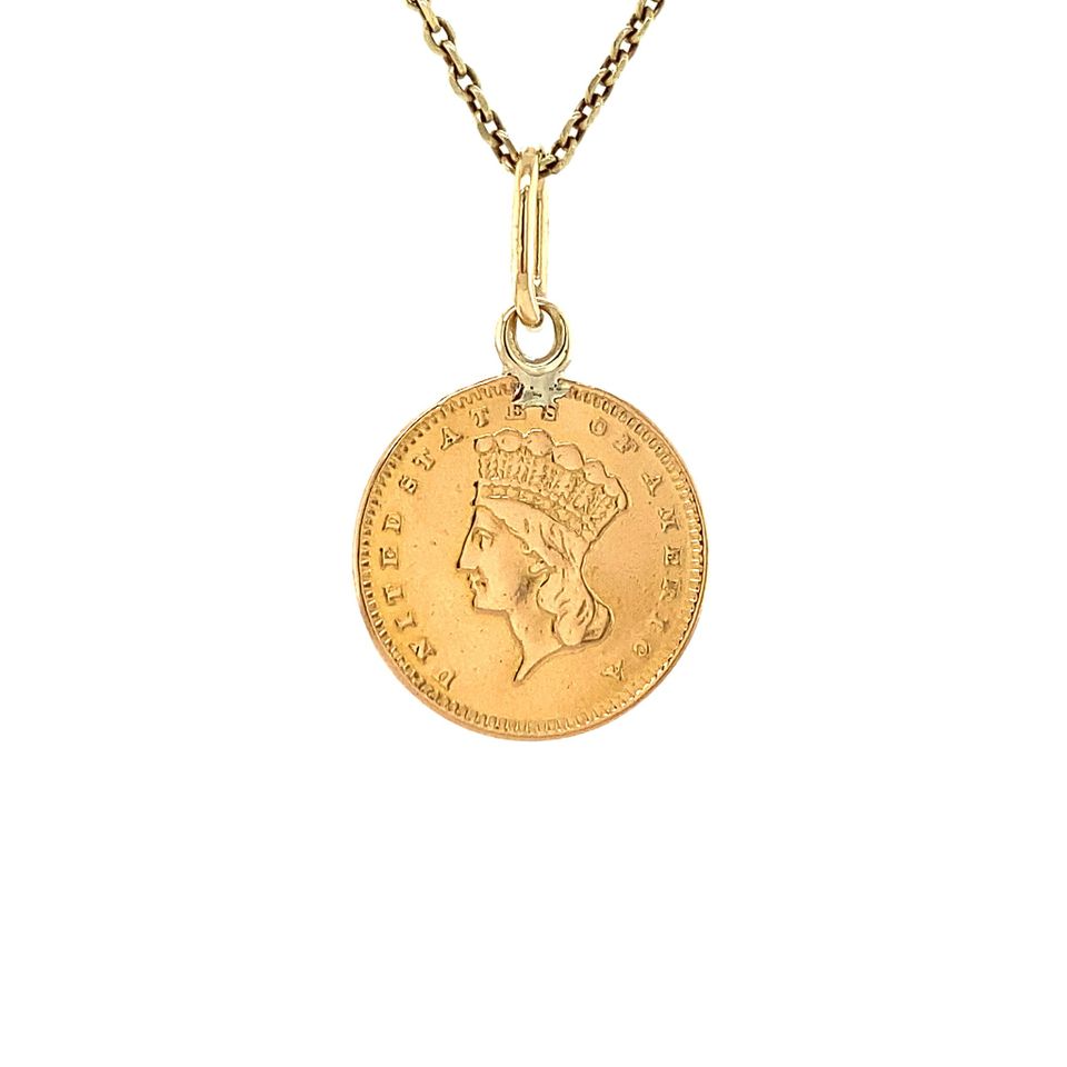 Vintage 14K Gold Pendant with Coin