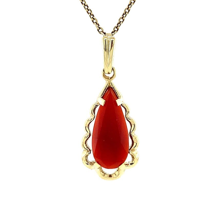 Vintage 14K Gold Pendant with Carnelian