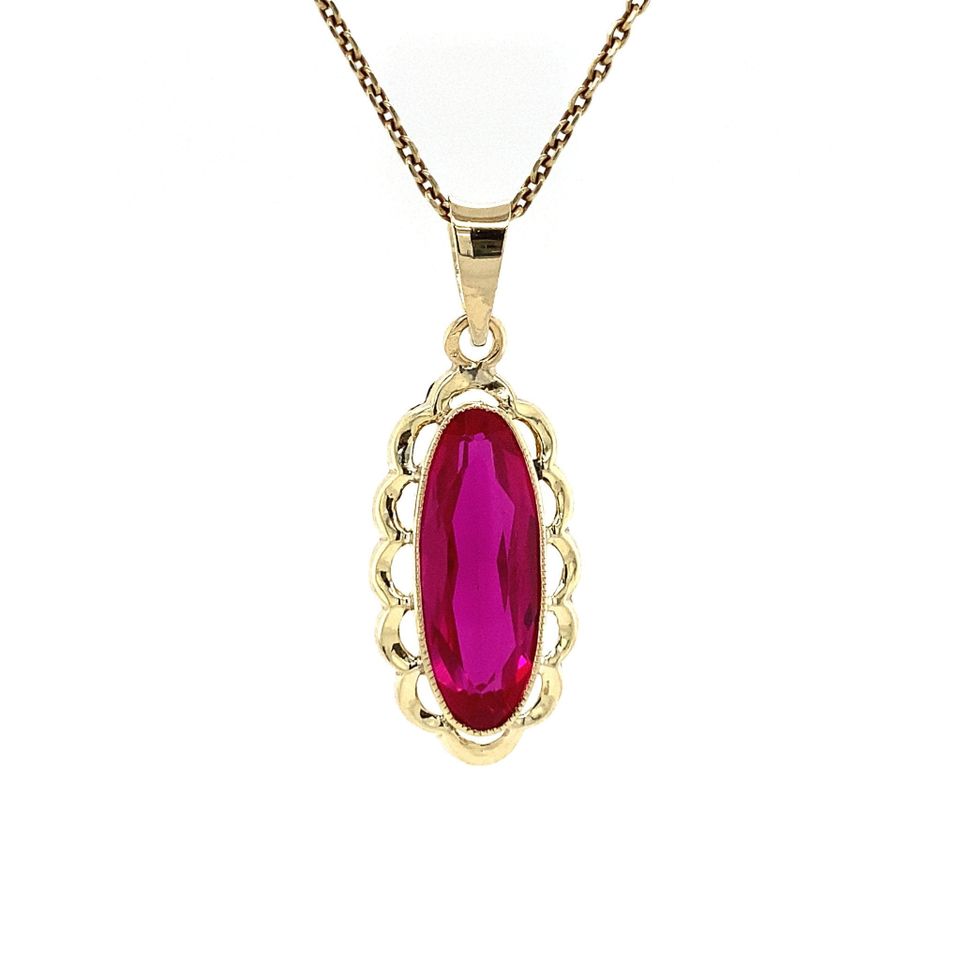Vintage 14K Gold Pendant with Ruby