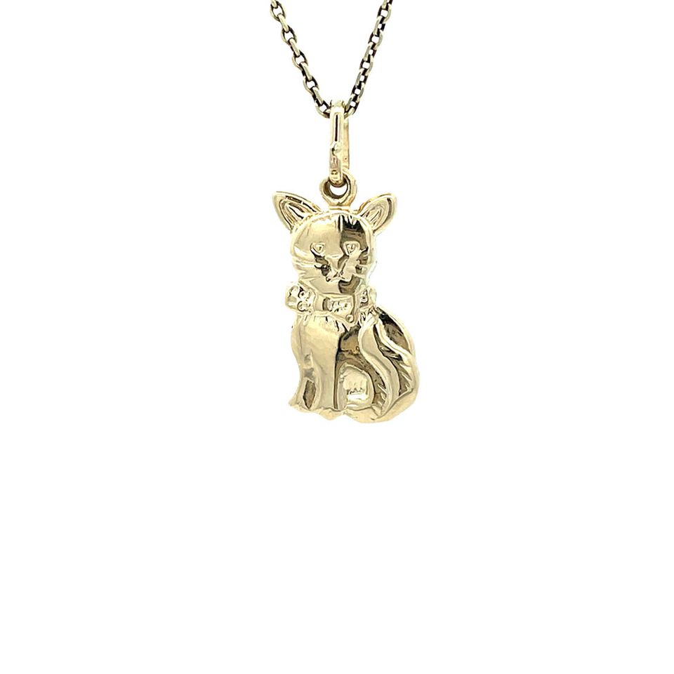 Vintage 14K Gold Cat Pendant