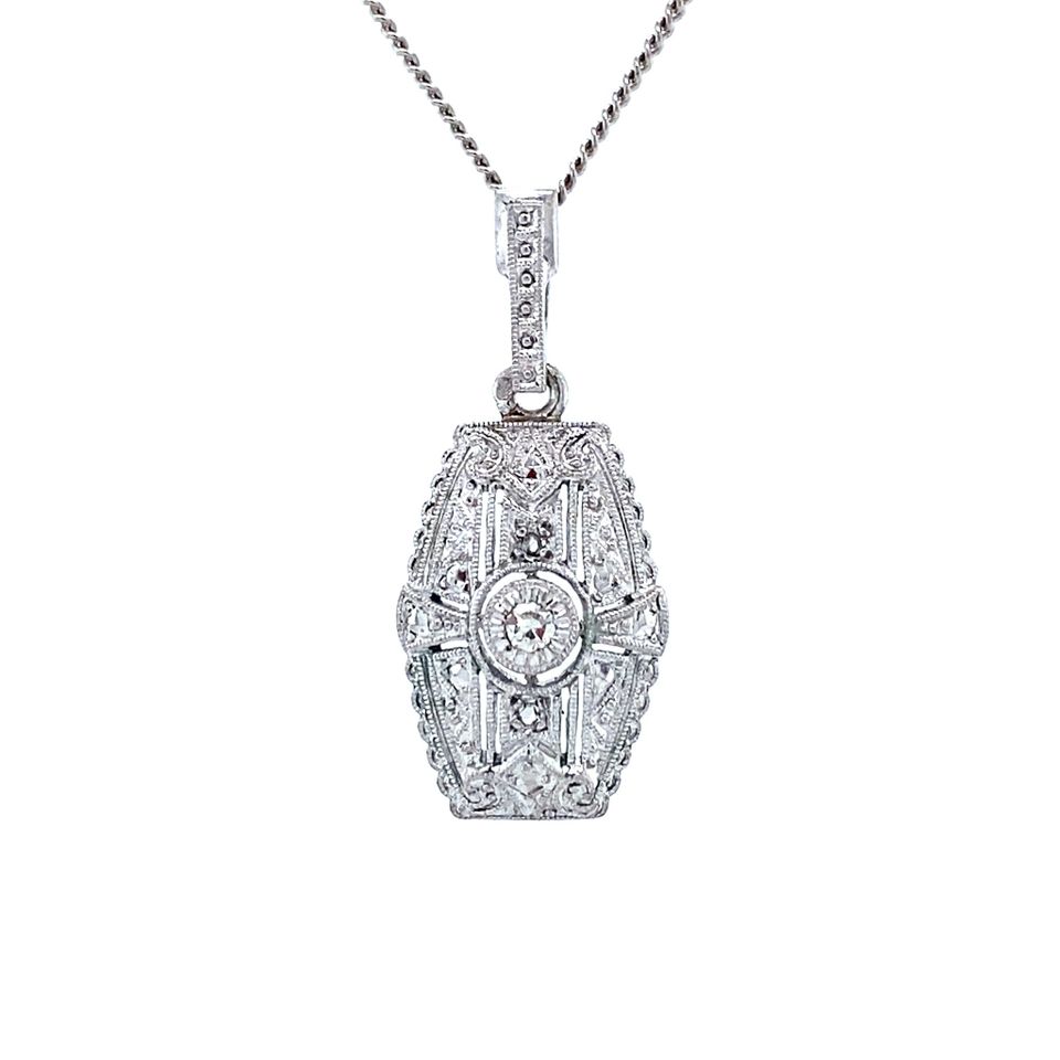 Vintage Sterling Silver Pendant with Diamond