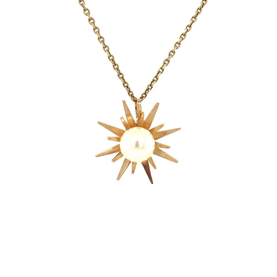 Vintage 14K Gold Pendant with Pearl