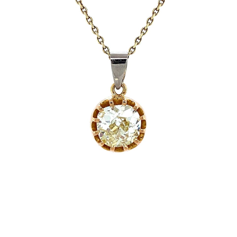 Vintage 18K Two Tone Gold Pendant with Diamond