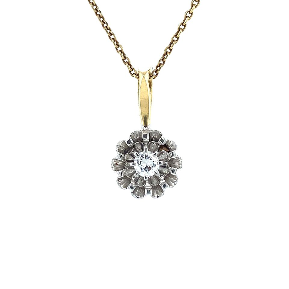 Vintage 14K Two Tone Gold Pendant with Diamond