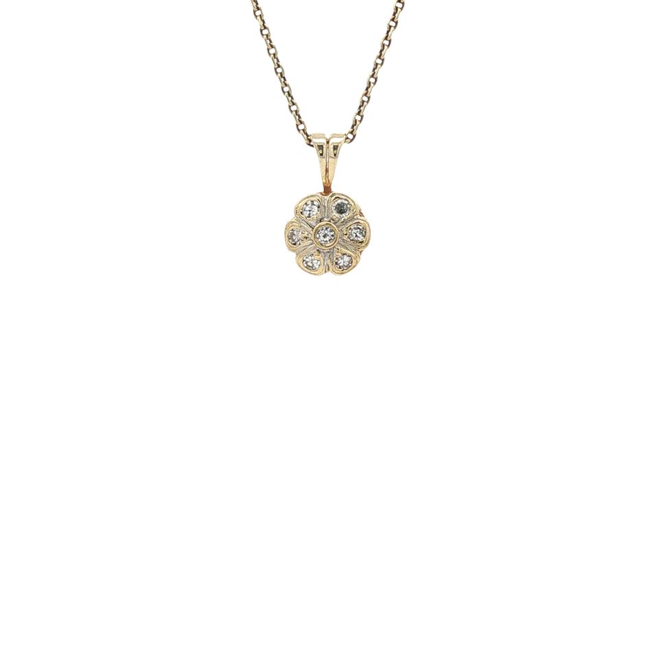Vintage 14K Gold Pendant with Diamond