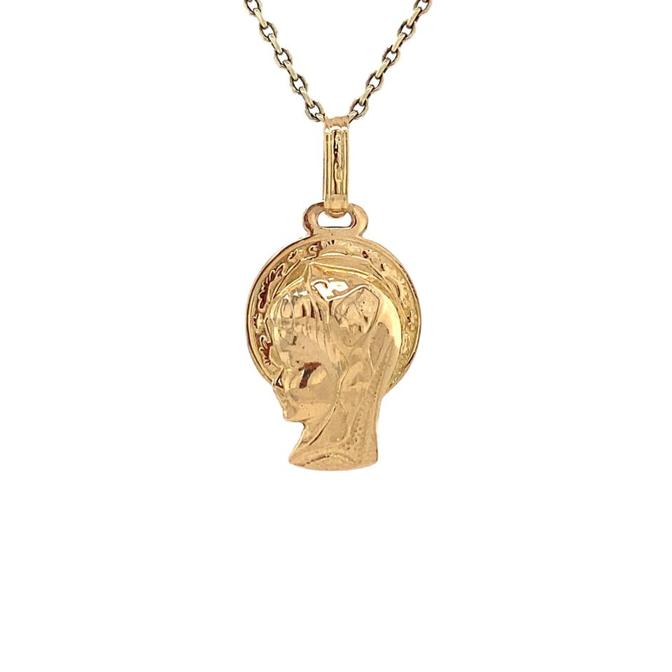 Vintage 18K Gold Mary Pendant