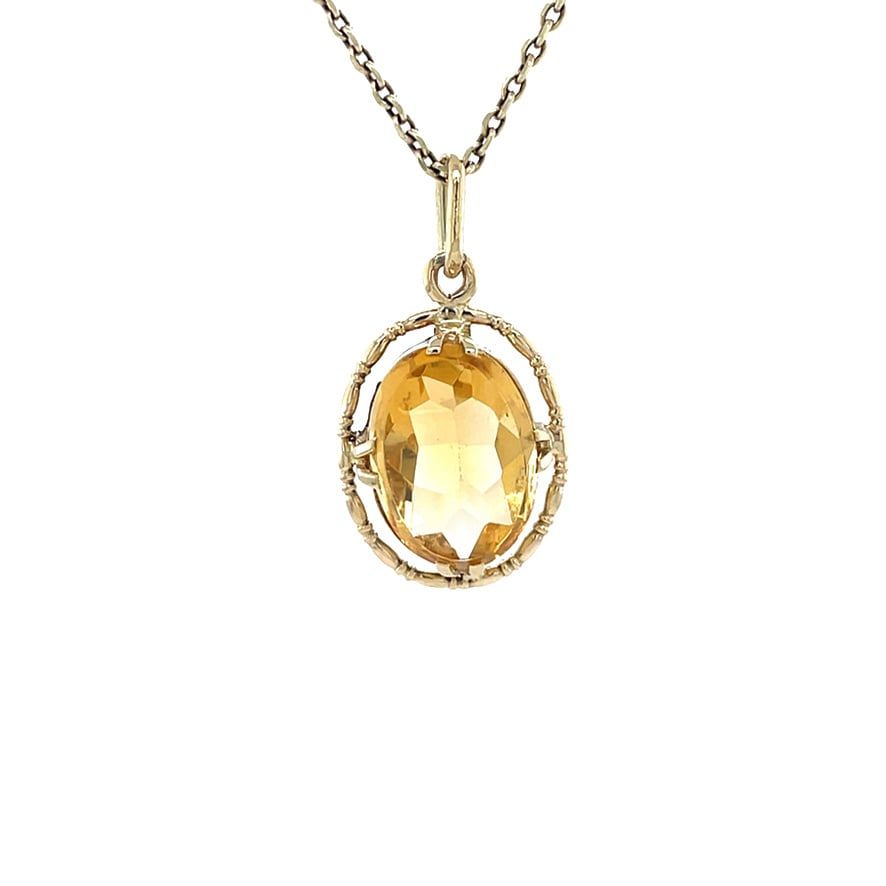 Vintage 14K Gold Pendant with Citrine