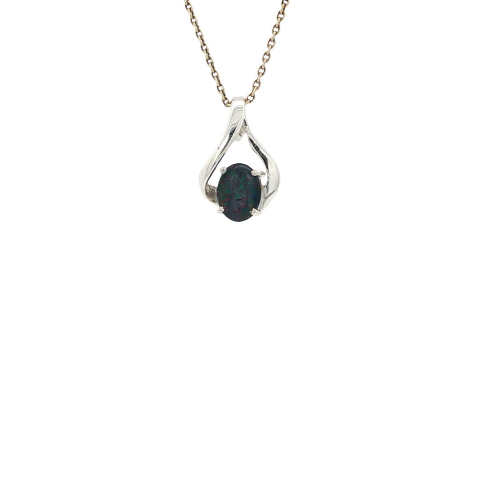 Vintage Sterling Silver Pendant with Opal Triplet