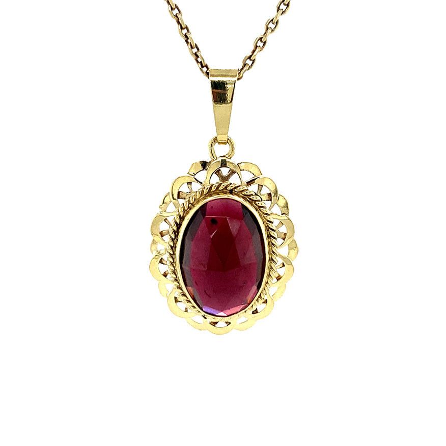 Vintage 14K Gold Pendant with Garnet