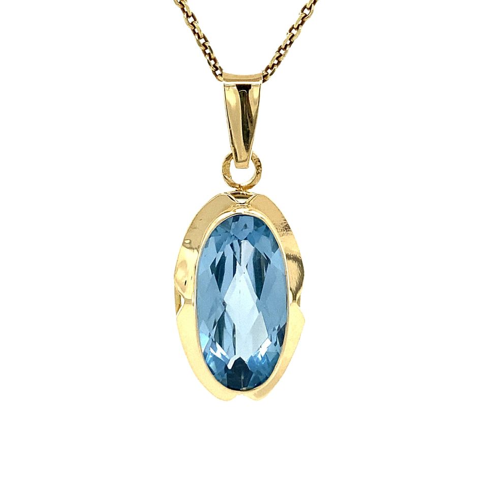 Vintage 14K Gold Pendant with Blue Spinel