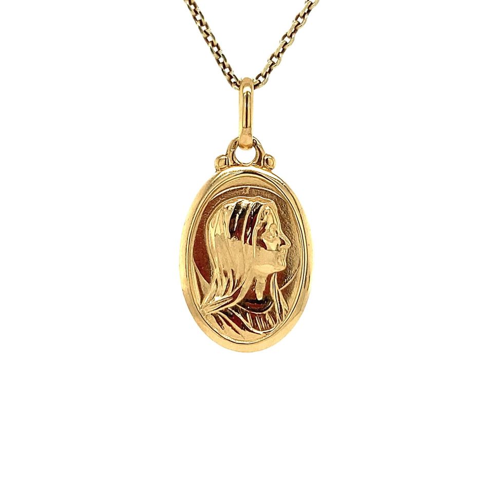 Vintage 18K Gold Pendant Mary with Sluier