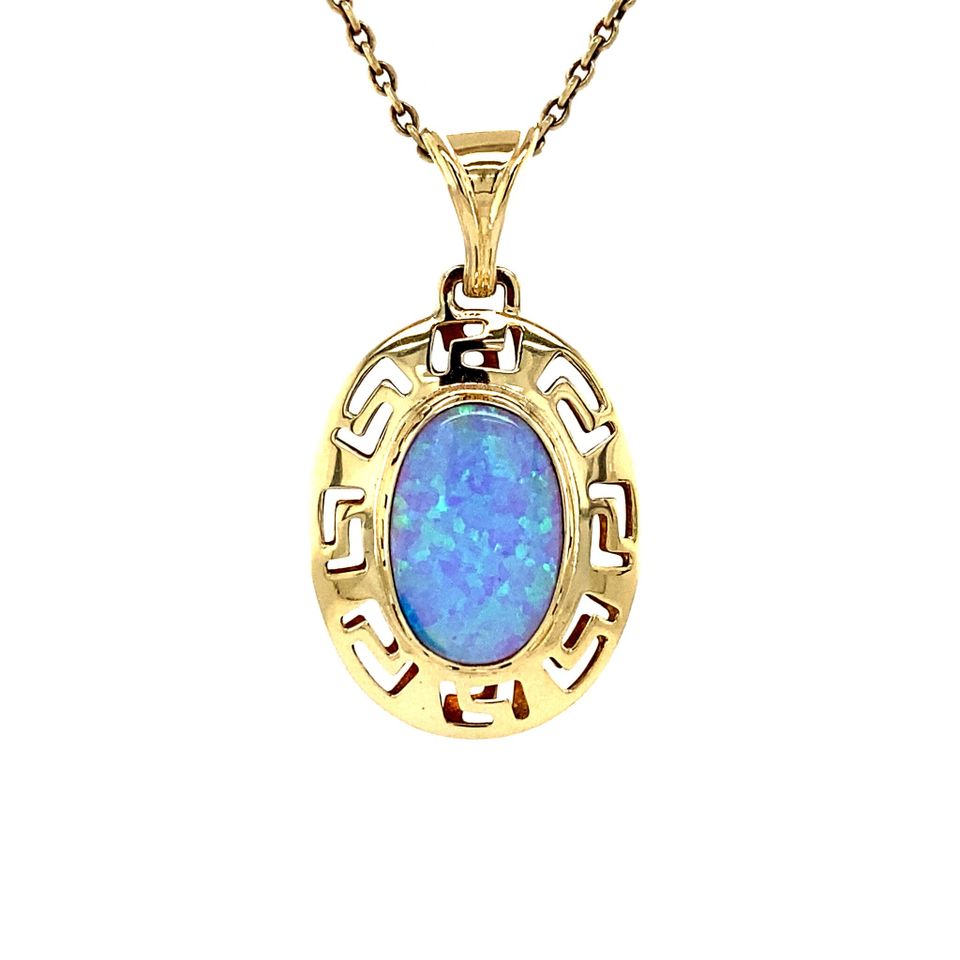 Vintage 14K Gold Pendant with Opal
