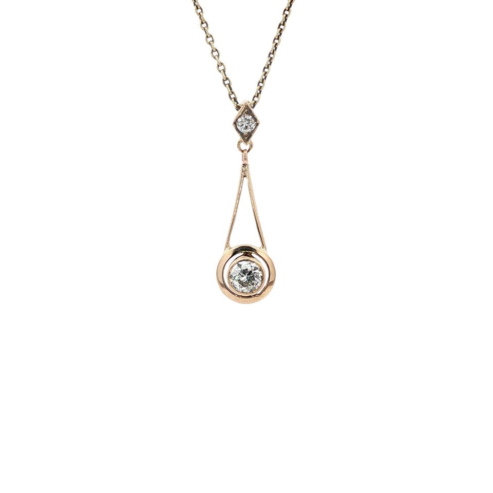 Vintage 12K Gold Pendant with Diamond